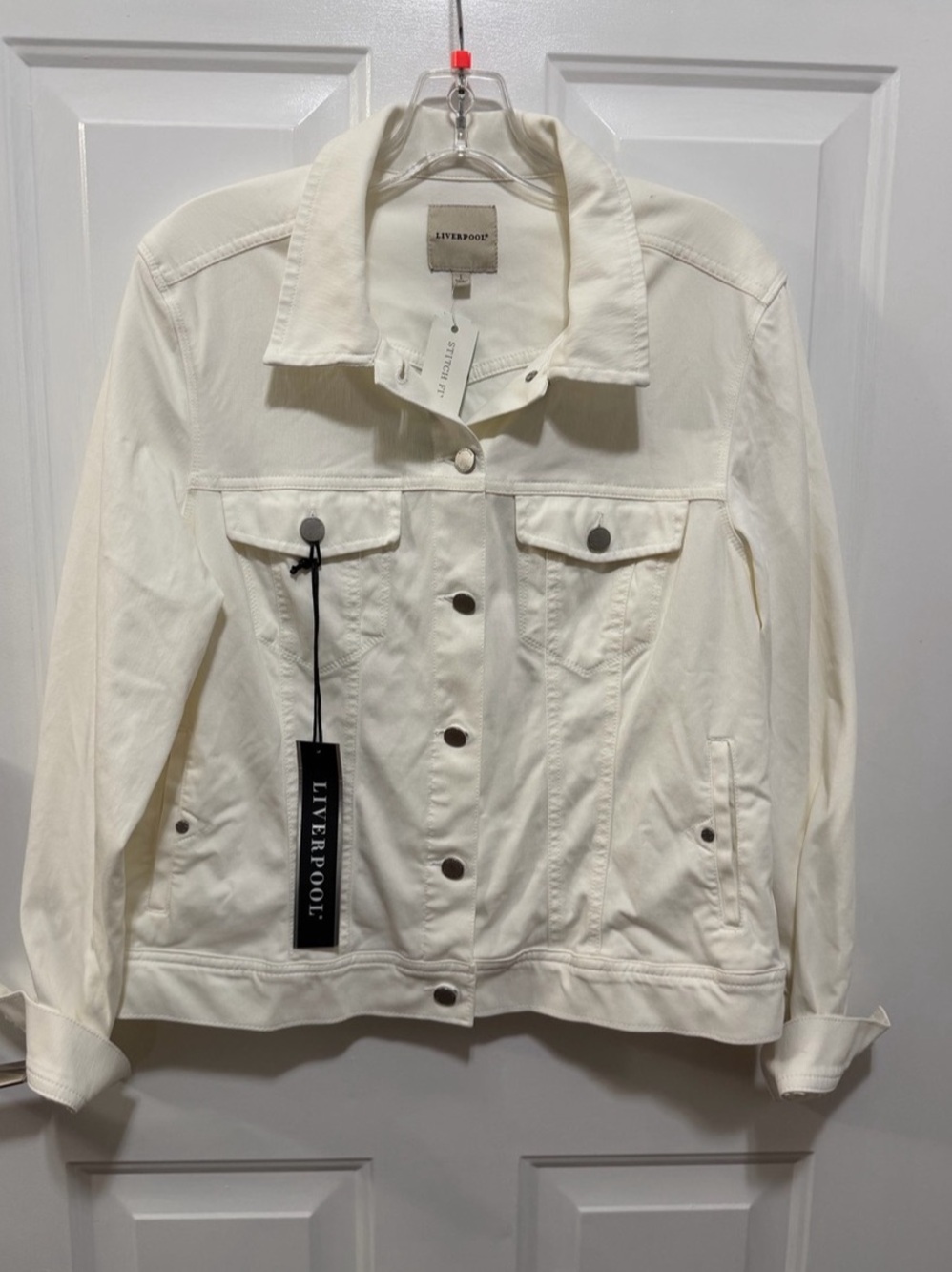 Liverpool Kolten Denim Jacket Powerflex Denim Jacket in White Large NWT
